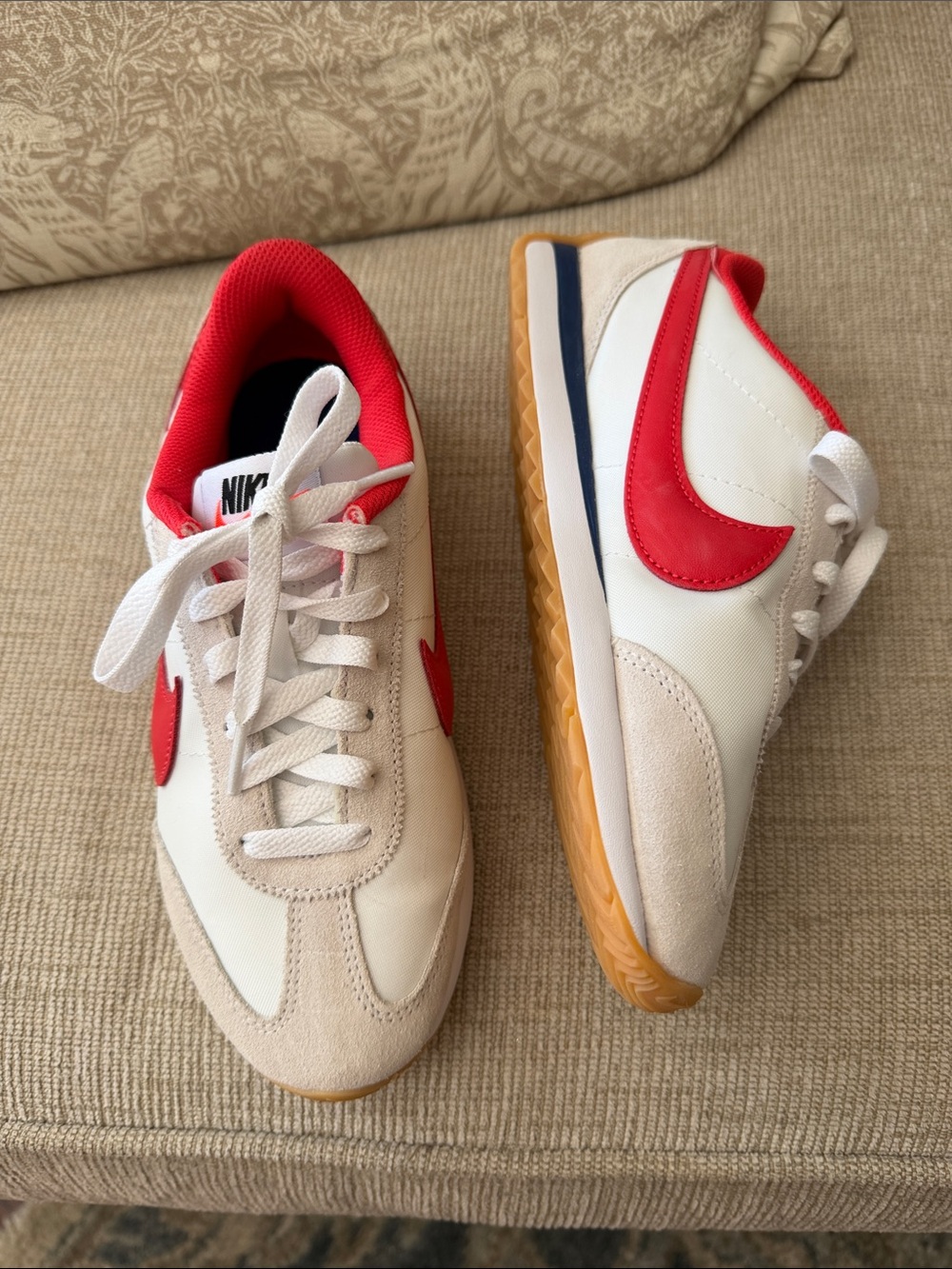 Nike Women’s Classic Runner Sneakers in White, Red & Gum Rubber Sole - NWOT